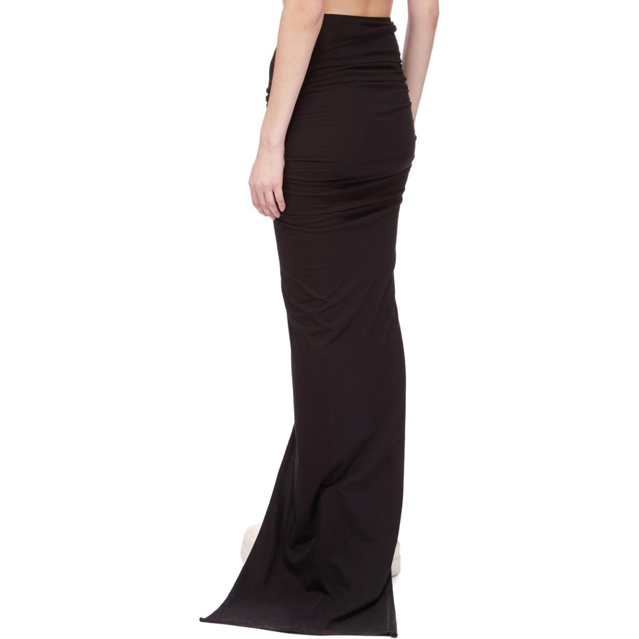 Lookbook (W) Rick Owens DRKSHDW 女士黑色高开叉褶皱针织长裙 FW24 DS02D2334RN-09