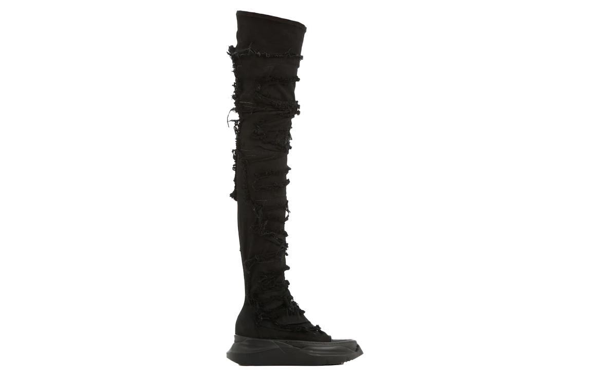 (W) Rick Owens DRKSHDW Gethsemane Stretch Abstract Stocking Boots 'Black Destroy Denim' 圖 2