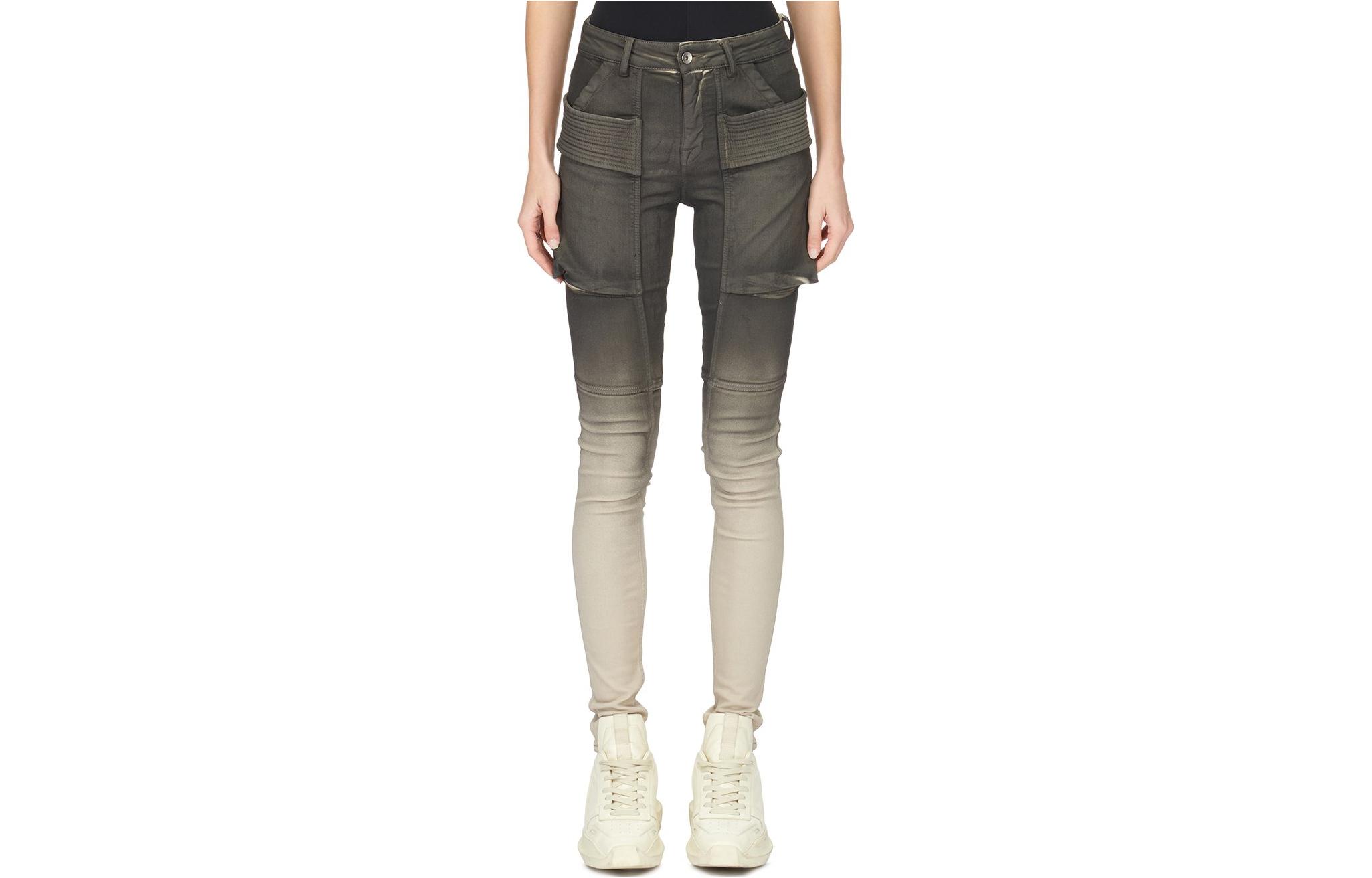 (Women) Rick Owens DRKSHDW Gradient Slim Fit Zipper Jeans Women’s Dark Gray DS02C5312SBEDE-01