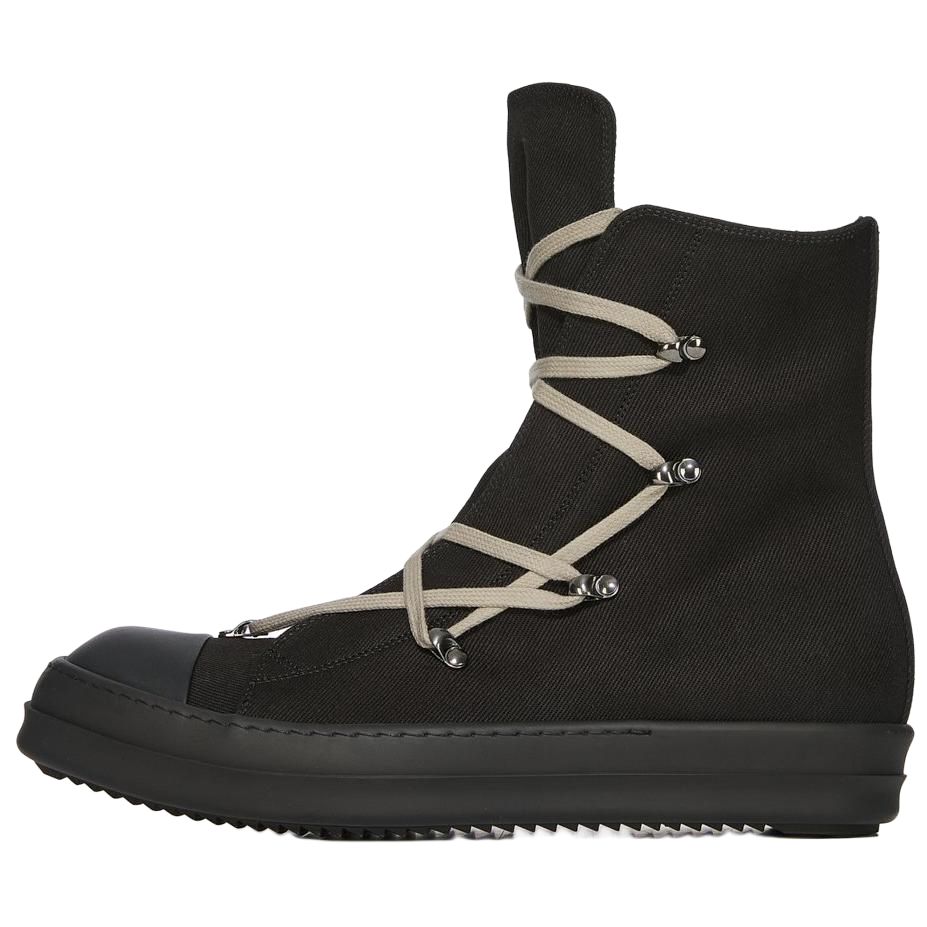 (Women) Rick Owens DRKSHDW Hexa Canvas High-Top Sneakers Black 3.5cm Platform. DS01E3805DO-9899