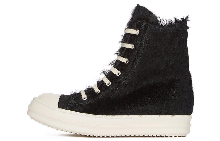 (Women) Rick Owens DRKSHDW High-Top 'Black Pony Hair' RP02C1890LHL9-911