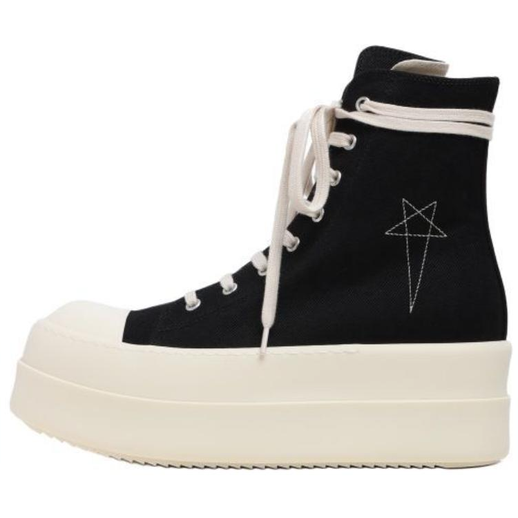 (Women) Rick Owens DRKSHDW High-Top Lace-Up Black Sneakers DS02D2831DOEM9-9811 shoes