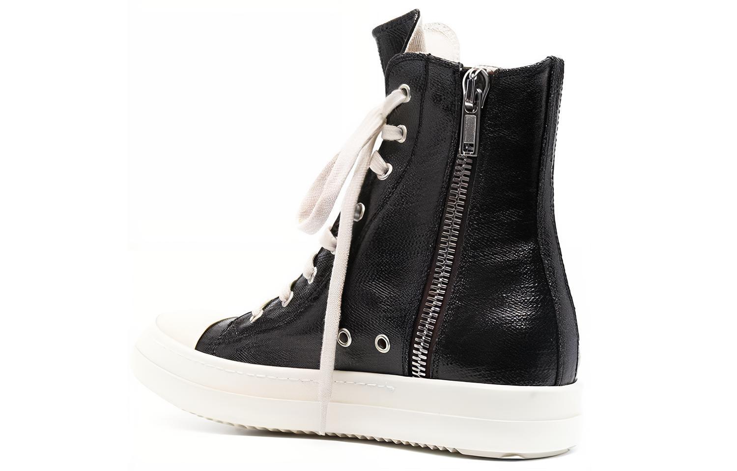 Lookbook (W) Rick Owens DRKSHDW Hoge Sneakers met Rits ''Zwart'' DS21S2800HDLQP911
