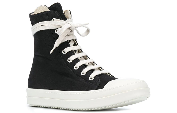 (W) Rick Owens DRKSHDW High-Top Canvas 'Black and White' 圖 3