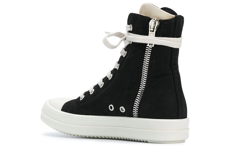 (W) Rick Owens DRKSHDW High-Top Canvas 'Black and White' 圖 4