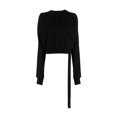 (Women) Rick Owens DRKSHDW Plain Asymmetric Long-Sleeve Crewneck Sweatshirt DS02C5223FET1-09