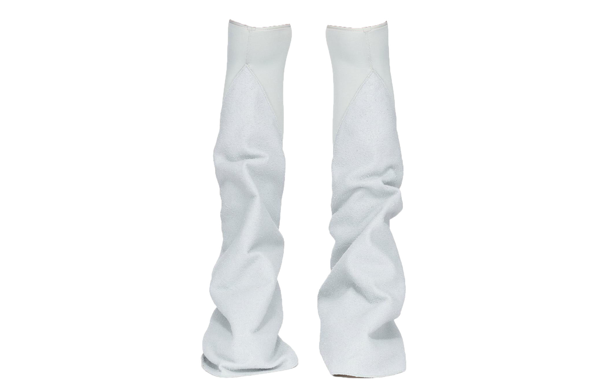 Shop 瑞克·歐文斯 DRKSHDW PU 圓頭套筒 高筒靴 女款 灰色