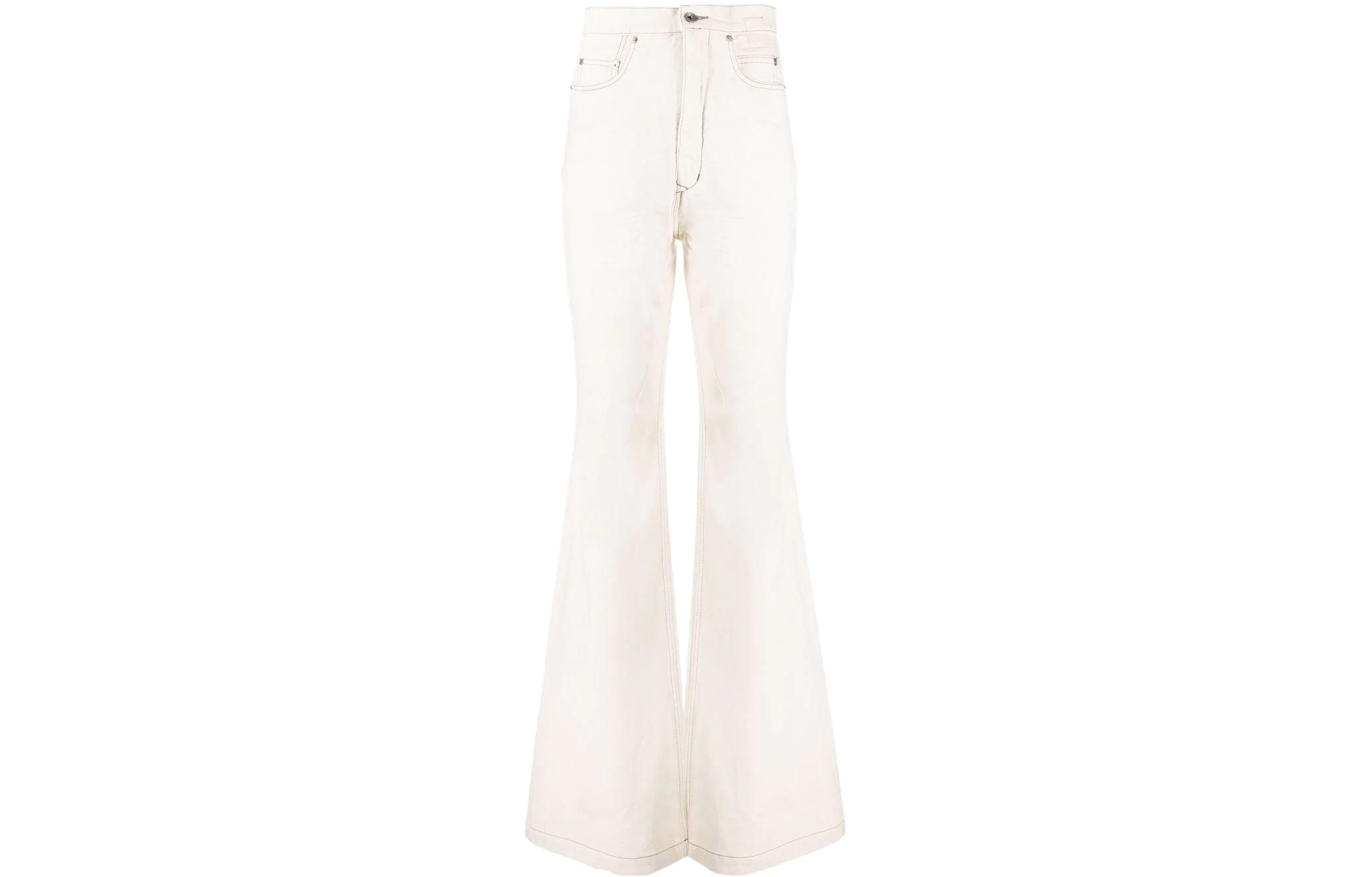 (Women) Rick Owens DRKSHDW SS22  High-Waist Flared White Jeans DS01B7311DW-21