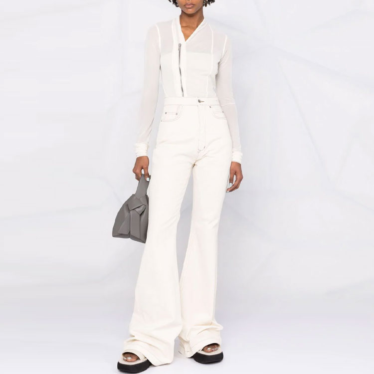 Lookbook (W) Rick Owens DRKSHDW SS22 高腰白色喇叭牛仔裤 DS01B7311DW-21