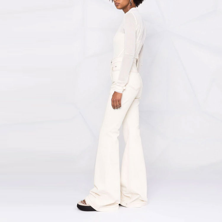 Purchase (W) Rick Owens DRKSHDW SS22 高腰白色喇叭牛仔裤 DS01B7311DW-21