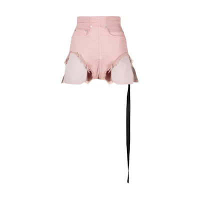 (Women) Rick Owens DRKSHDW SS23 Pink High-Waisted Raw Hem Denim Shorts Women. DS01C6313SDO-63