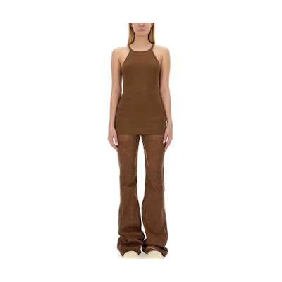 (Women) Rick Owens DRKSHDW SS24 Brown Slim Fit Sleeveless Pullover Tank Top DS01D1119RN-44
