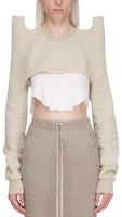 (Women) Rick Owens DRKSHDW SS24 Cropped Raglan Sweatshirt Pearl Color DS01D1213F-08 (Women) Rick Owens DRKSHDW SS24 Cropped Raglan Sweatshirt Pearl Color DS01D1213F-08