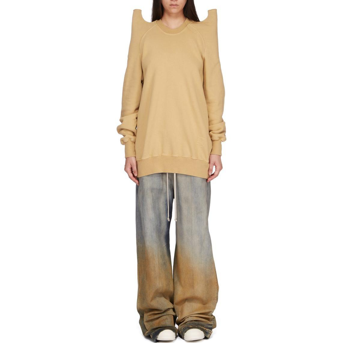 Lookbook (W) 릭 오웬스 DRKSHDW SS24 라이트 스트레치 와이드 레그 진 스카이 블루. DS01D1327-SKYDE-4653D