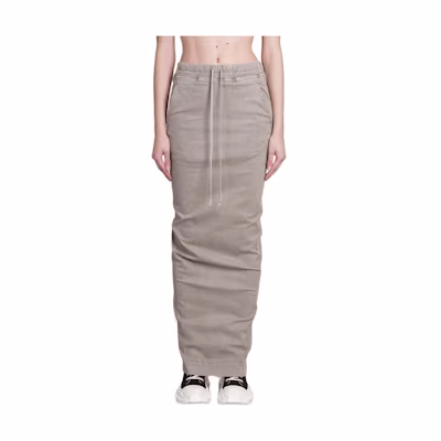 (Women) Rick Owens DRKSHDW SS24 Slim-Fit Elastic Long Skirt Grey Casual Wear DS01D1332SCF-08