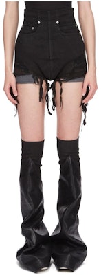 (W) Rick Owens DRKSHDW SS24女款破洞高腰黑色牛仔短裤. DS01D1313SBBFR-09 Buy (W) Rick Owens DRKSHDW SS24女款破洞高腰黑色牛仔短裤. DS01D1313SBBFR-09