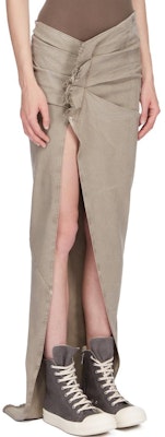 (W) Rick Owens DRKSHDW SS24 Y2K弹力褶边牛仔长裙 女款 Pearl色 DS01D1348SCF-08 Purchase (W) Rick Owens DRKSHDW SS24 Y2K弹力褶边牛仔长裙 女款 Pearl色 DS01D1348SCF-08