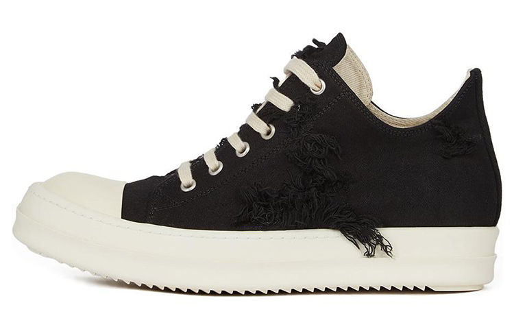 (W) Rick Owens DRKSHDW Strobe Cotton Denim Slashed Low 'Black Milk'