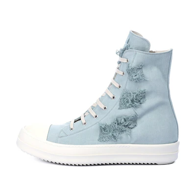 (W) Rick Owens DRKSHDW Strobe Cotton Denim Slashed High 'Aqua Milk'