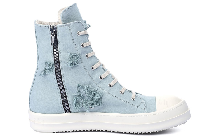 Order 瑞克·歐文斯 DRKSHDW 帆布 高幫綁帶 時尚板鞋 女款 藍色
