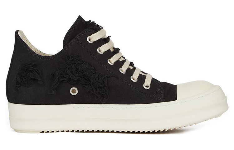 (W) Rick Owens DRKSHDW Strobe Cotton Denim Slashed Low 'Black Milk' 圖 2