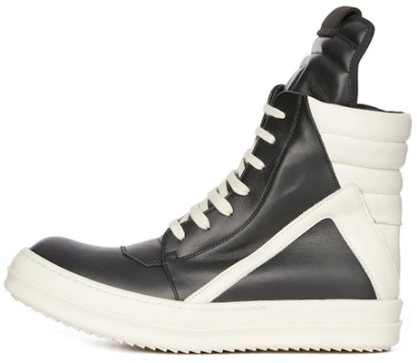RICK OWENS/RO Geobasket 銀皮 高幫綁帶 時尚板鞋 女款 白黑色 Buy RICK OWENS/RO Geobasket 銀皮 高幫綁帶 時尚板鞋 女款 白黑色