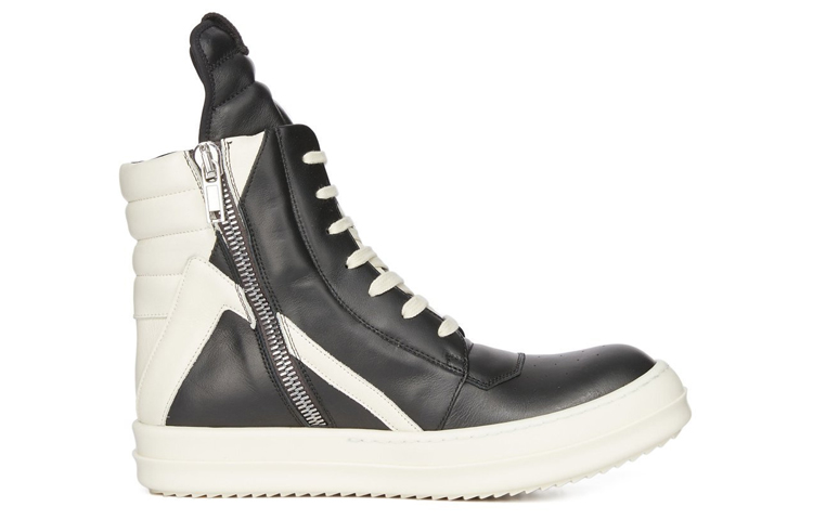 Order RICK OWENS/RO Geobasket 銀皮 高幫綁帶 時尚板鞋 女款 白黑色