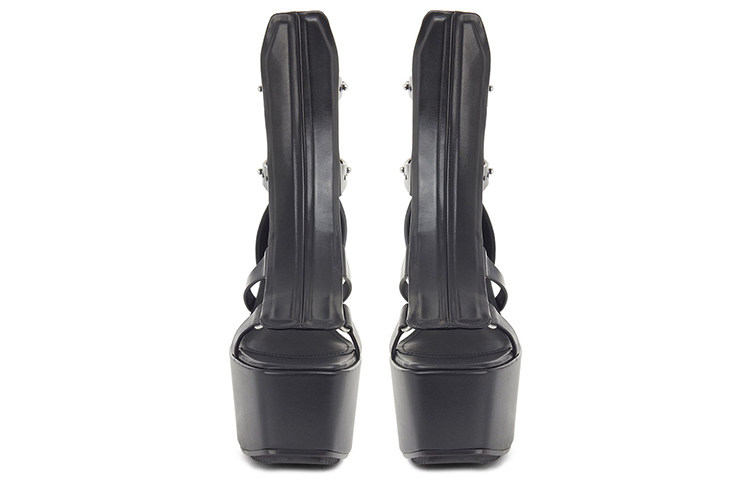 Lookbook (W) Rick Owens Fogachine Runway 'Sandal Spartan Tinggi Kulit Anak Lembu Hitam' RO01B4864LBO-090