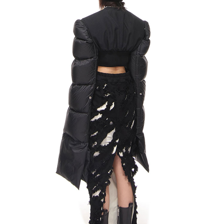 Purchase (W) Rick Owens FW21 Jaket Pendek Pinggang Tinggi Cropped Hitam. RO02A7787