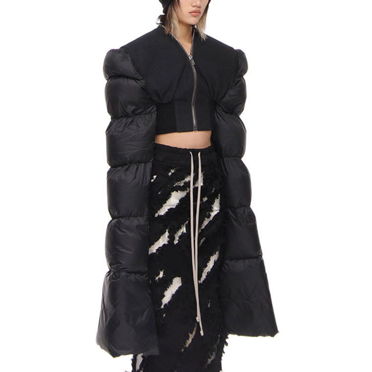 Details for (W) Rick Owens FW21 Jaket Pendek Pinggang Tinggi Cropped Hitam. RO02A7787