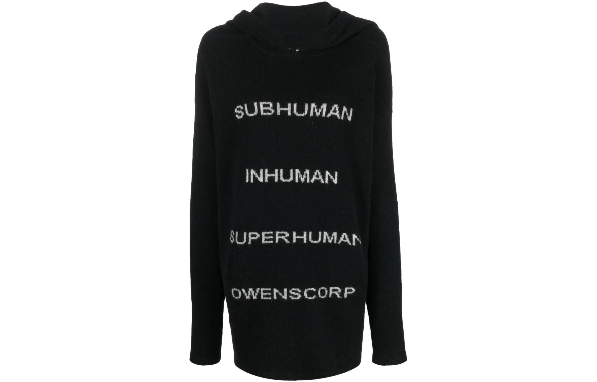 Order (Women) RICK OWENS FW22  Black Cashmere Hoodie with Letter Intarsia Design. RO02B6689-0908