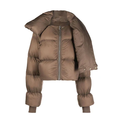 (Women) RICK OWENS FW22 Brown Wool Down Jacket with Zipper Casual Style. RP02B6773NZD3-34