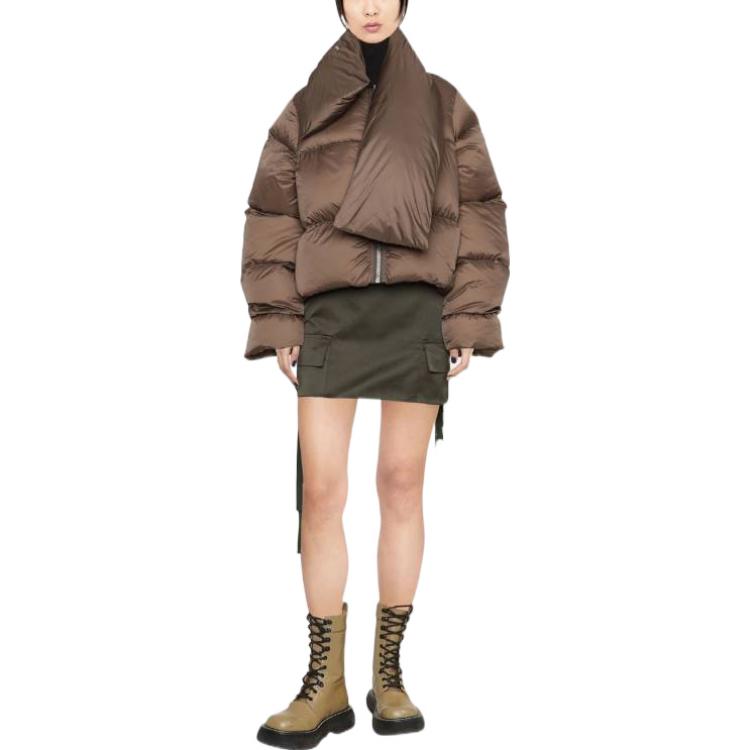 Lookbook (Women) RICK OWENS FW22  Brown Wool Down Jacket with Zipper Casual Style. RP02B6773NZD3-34