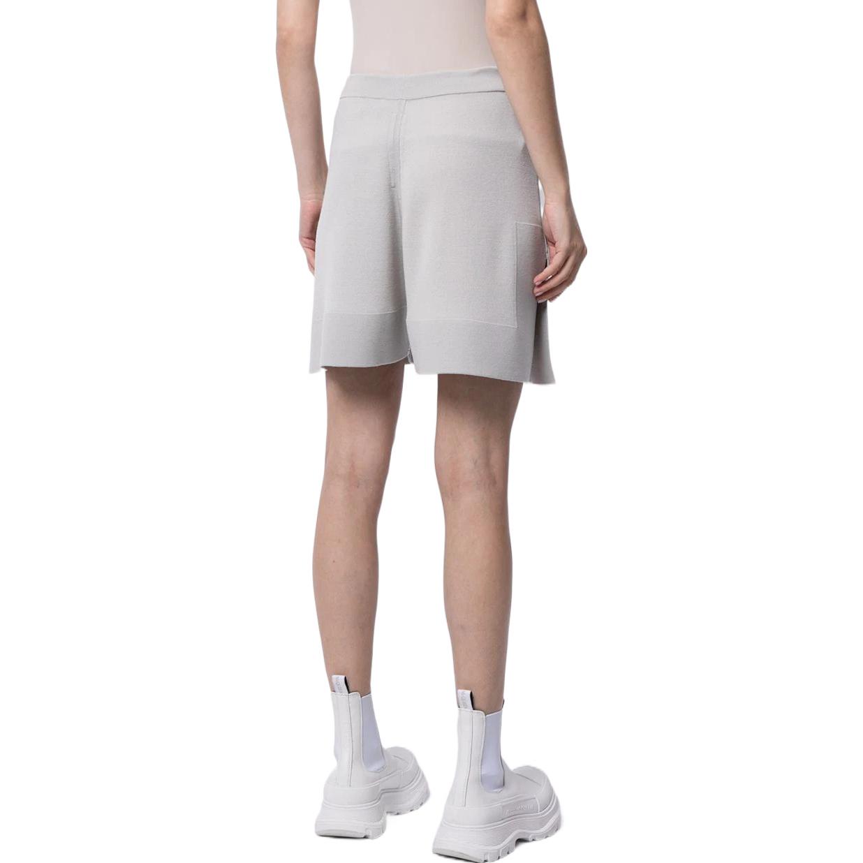Shop (Women) RICK OWENS FW22  Ivory White Knit Elastic Waist Straight Shorts RO21S3650M-61