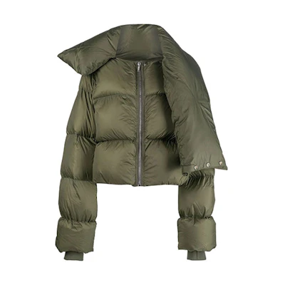 (Women) RICK OWENS FW22 Green High Neck Loose Fit Zip Jacket RP02B6773NZD3-15