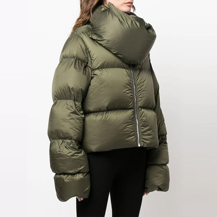 Purchase (W) RICK OWENS FW22 Jaket Zip Longgar Leher Tinggi Hijau RP02B6773NZD3-15