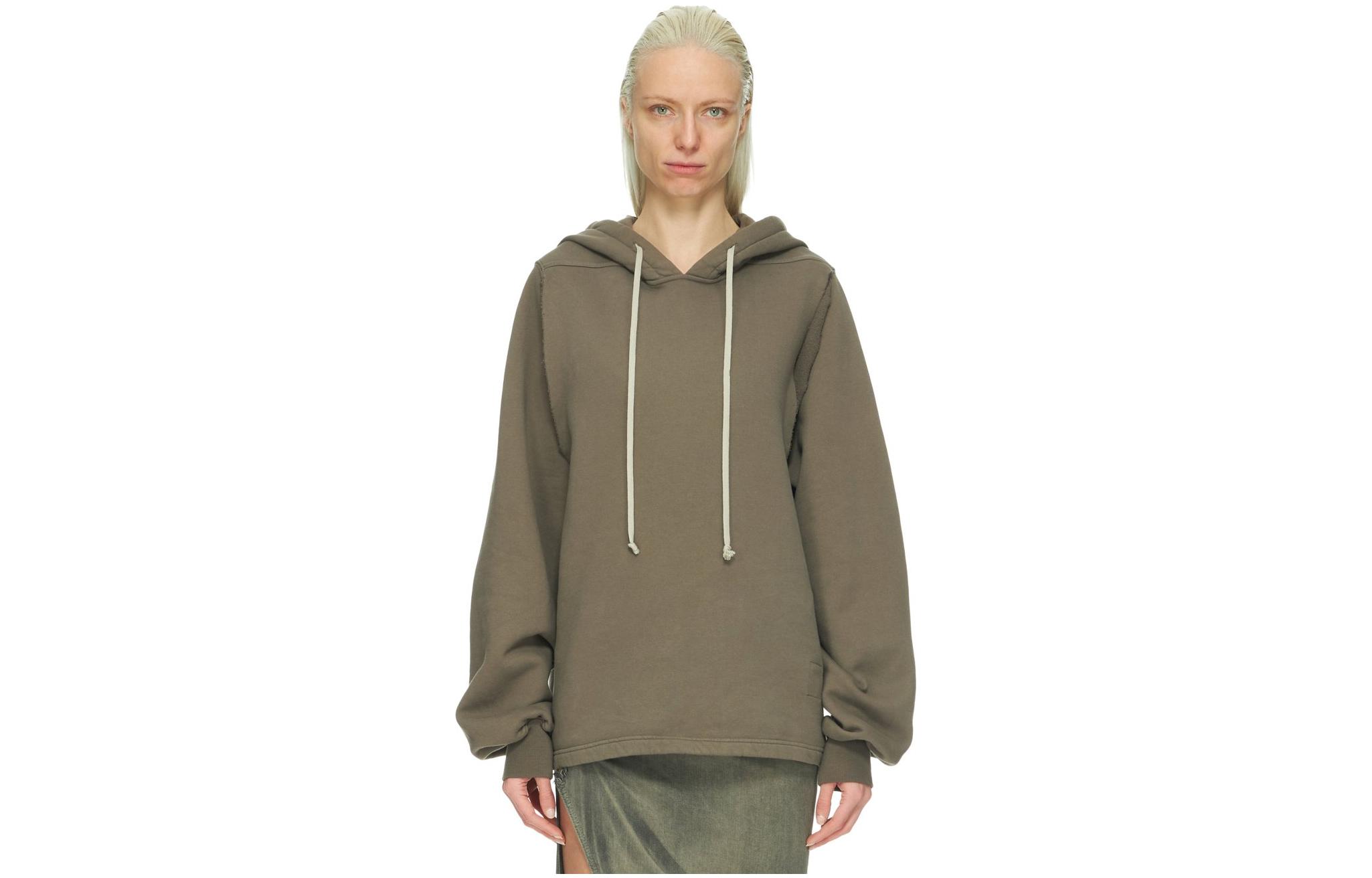 Order (Women) RICK OWENS FW23 Solid Color Hoodie  Taupe Grey. DS02C5230F-34