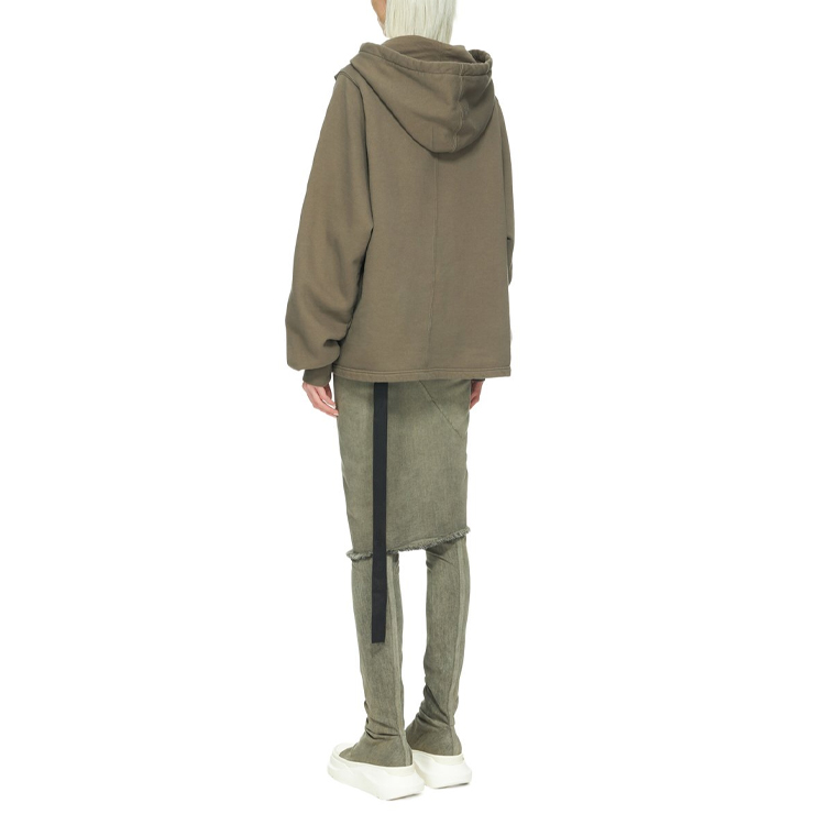 Shop (Women) RICK OWENS FW23 Solid Color Hoodie  Taupe Grey. DS02C5230F-34