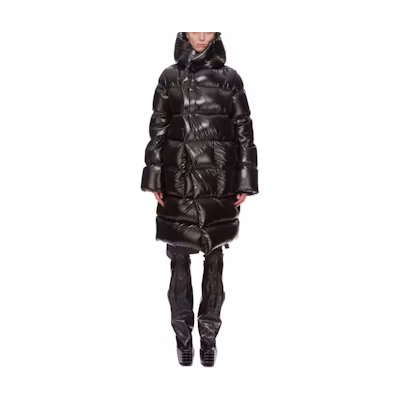 (Women) Rick Owens FW24 Black Hooded Long Sleeve Puffer Jacket. RP02D3916NLD3-09