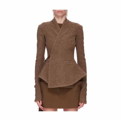 (Women) RICK OWENS FW24 Slim Fit Long Sleeve Jacket with Back Slit Women’s Beige. RP02D3707WLD-134