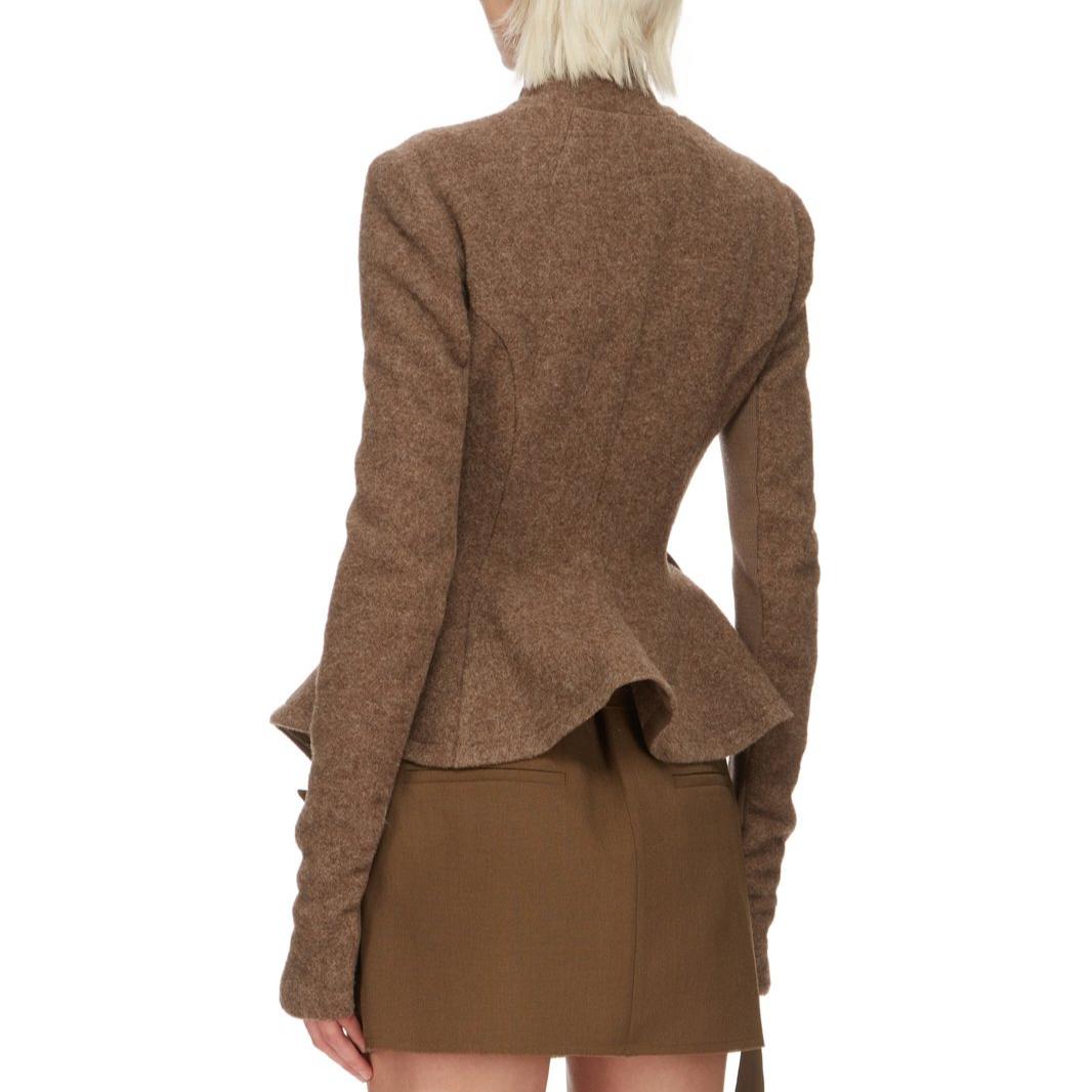 Lookbook (W) RICK OWENS FW24 修身長袖背開衩外套 女款 米色 RP02D3707WLD-134