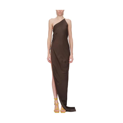 (Women) Rick Owens FW24 Washed Satin Sleeveless Dress Dark Gray RP02D3578SCH-78