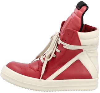 RICK OWENS/RO Geobasket 牛皮 高筒 時尚運動鞋 女款 紅白色 Buy RICK OWENS/RO Geobasket 牛皮 高筒 時尚運動鞋 女款 紅白色
