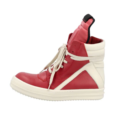 (W) Rick Owens Geobasket 'Red White High-Top Fashion'