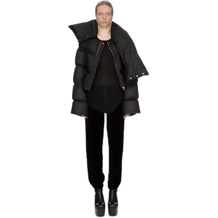 Shop (Women) Rick Owens High-End  Black High-Neck Zipper Down Jacket. RP02C1774NPD309