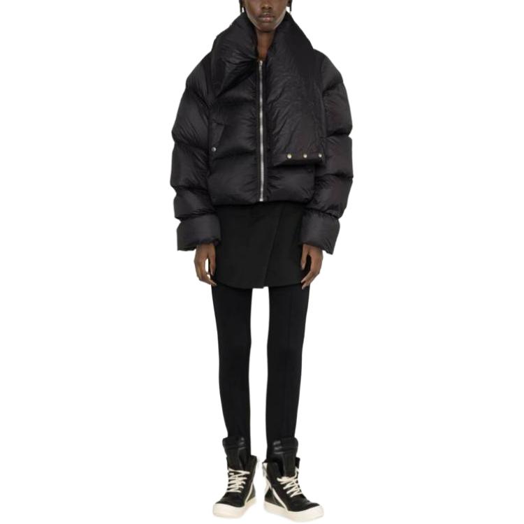 Details for (Women) Rick Owens High-End  Black High-Neck Zipper Down Jacket. RP02C1774NPD309