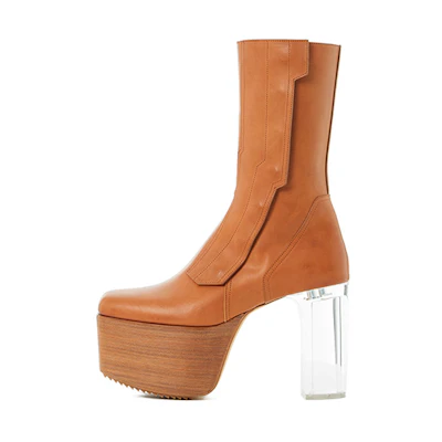 (W) Rick Owens High-Top Sneakers 'Honey Yellow'