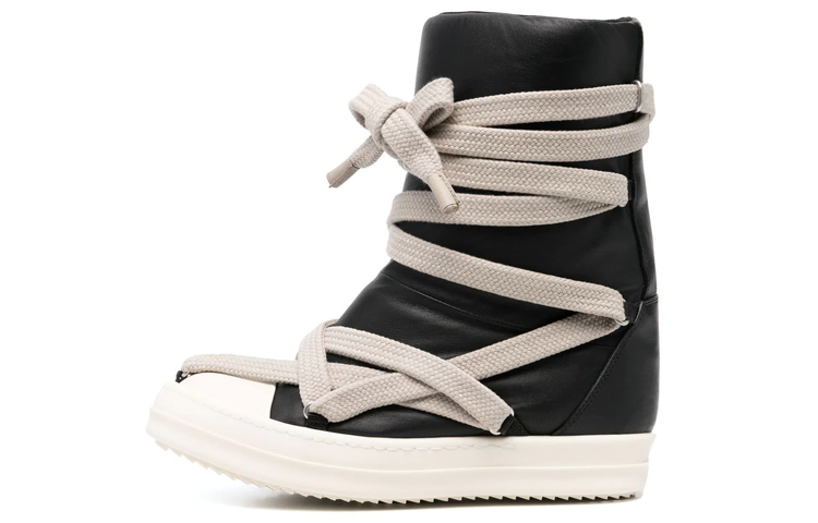 Buy 瑞克·歐文斯（RICK OWENS）巨型蓬鬆系带时尚板鞋 女款 黑色