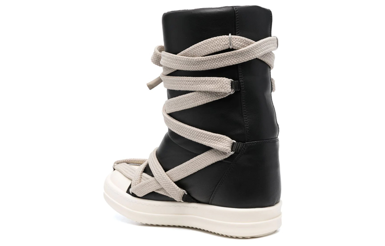 Lookbook 瑞克·歐文斯（RICK OWENS）巨型蓬鬆系带时尚板鞋 女款 黑色