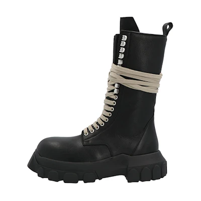 (W) Rick Owens Leather Ankle Boots 'Black Fashion Strap'